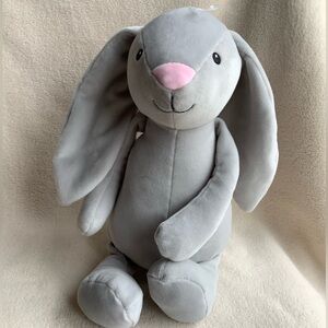Gitzy Plush Grey Bunny Rabbit Stuffed Animal with Pink Nose Kids Toy